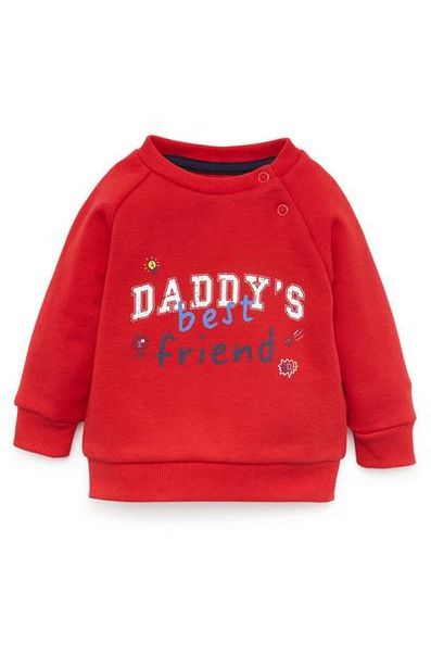 Aanbieding van Rode sweater Daddy's Best Friend met ronde hals voor baby's (jongen) voor 4€