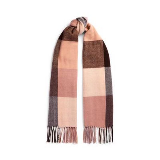 Aanbieding van Beige sjaal met geruite print en franje voor 8€