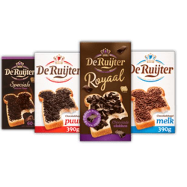 Aanbieding van De Ruijter chocolade vlokken of -hagel voor 1,59€