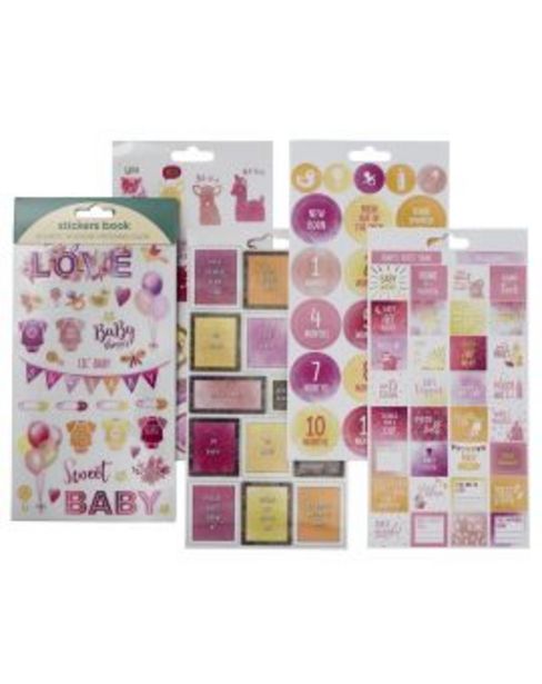 Aanbieding van Stickers 16 vellen - geboorte roze voor 2,5€