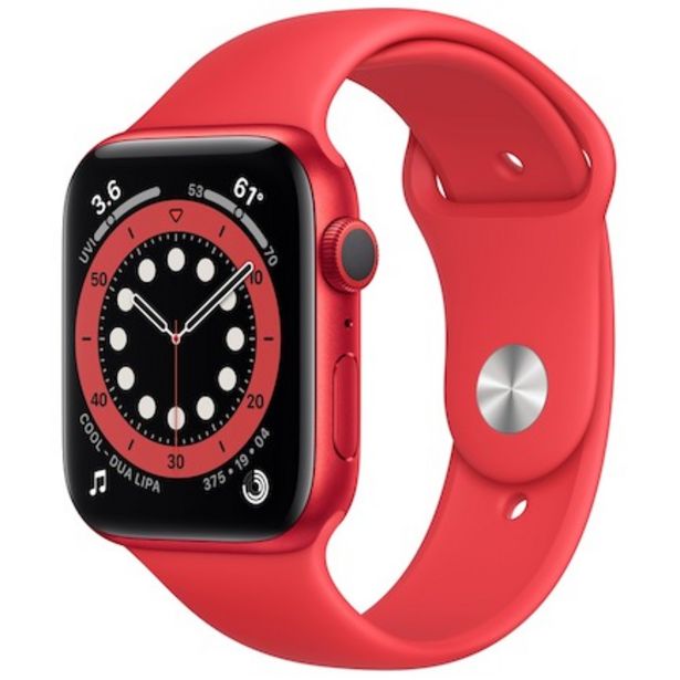 Aanbieding van Apple Watch S6 GPS 44mm Sport Rood voor 489€