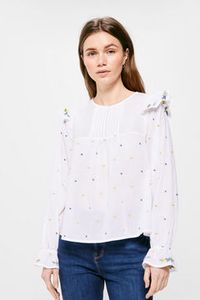 Aanbieding van Embroidered polka dots flounced blouse voor 24,99€ bij Springfield