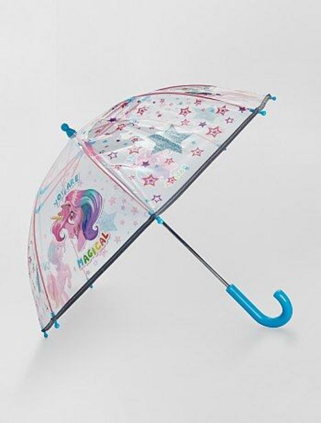 Aanbieding van Doorschijnende paraplu met eenhoornprint voor 7,2€ bij Kiabi