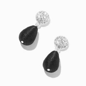 Aanbieding van Black Woven Teardrop Silver Fireball 0.5" Drop Earrings voor 5,99€ bij Claire's