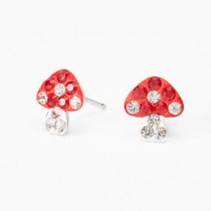 Aanbieding van Sterling Silver Embellished Mushroom Stud Earrings - Red voor 8,49€ bij Claire's