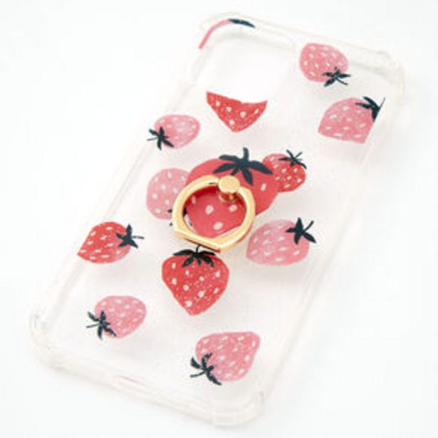 Aanbieding van Strawberry Glitter Ring Holder Protective Phone Case - Fits iPhone® 12 Pro Max voor 4€ bij Claire's