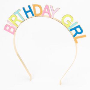 Aanbieding van Birthday Girl Rainbow Headband - Gold voor 5,99€ bij Claire's