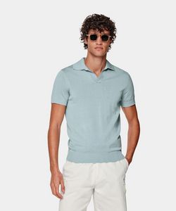 Aanbieding van Mint Blue Buttonless Polo Shirt voor 79€ bij Suitsupply