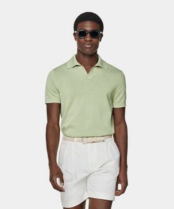 Aanbieding van Light Green Buttonless Polo Shirt voor 79€ bij Suitsupply