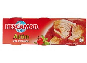 Aanbieding van PESCAMAR TONIJN TOMAAT 3X80GActie t/m 8 oktober voor 1,99€ bij Sahan Supermarkten