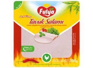 Aanbieding van FULYA PLAKJES KIPSALAMI/PAPRIKA 200GActie t/m 8 oktober voor 1,79€ bij Sahan Supermarkten