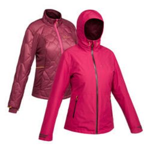 Aanbieding van Waterdichte 3-in-1 jas voor backpacken dames Travel 500 -8°C voor 119,99€ bij Decathlon