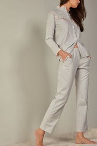 Aanbieding van Cotton Rouches Brushed Plain-Weave Cotton Pyjama B... voor 14,95€ bij Intimissimi