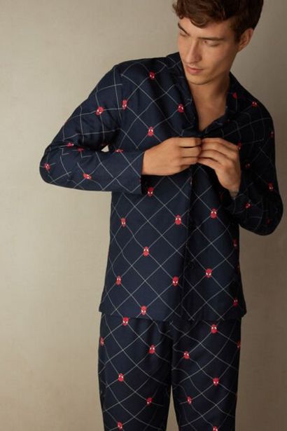 Aanbieding van Full-Length Plain-Weave Cotton Spider-Man Pyjamas voor 59,9€ bij Intimissimi
