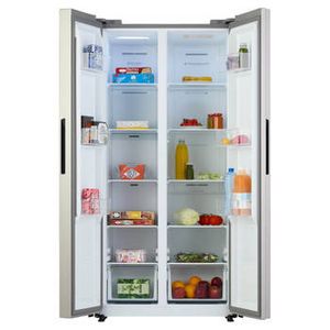 Aanbieding van Tomado TSS8301S - Amerikaanse koelkast - 460 liter - Energieklasse F - No frost - RVS voor 549€ bij Blokker