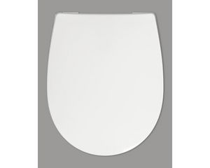 Aanbieding van REIKA Toiletzitting Mino wit scharnier RVS met quick-release en soft close voor 39,95€ bij Hornbach