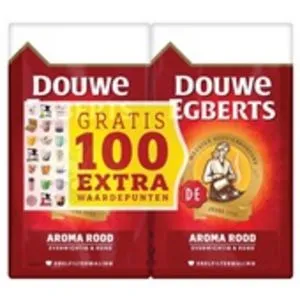 Aanbieding van Douwe Egberts snelfilterkoffie aroma rood dubbelpak voor 16,29€ bij Spar