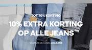 Aanbieding van 10% extra korting op alle jeans voor 